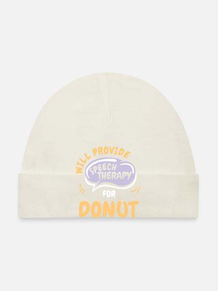 Fournir une orthophonie pour la parole drôle de beignet - Bonnet bio Bébé - blanc - Devant