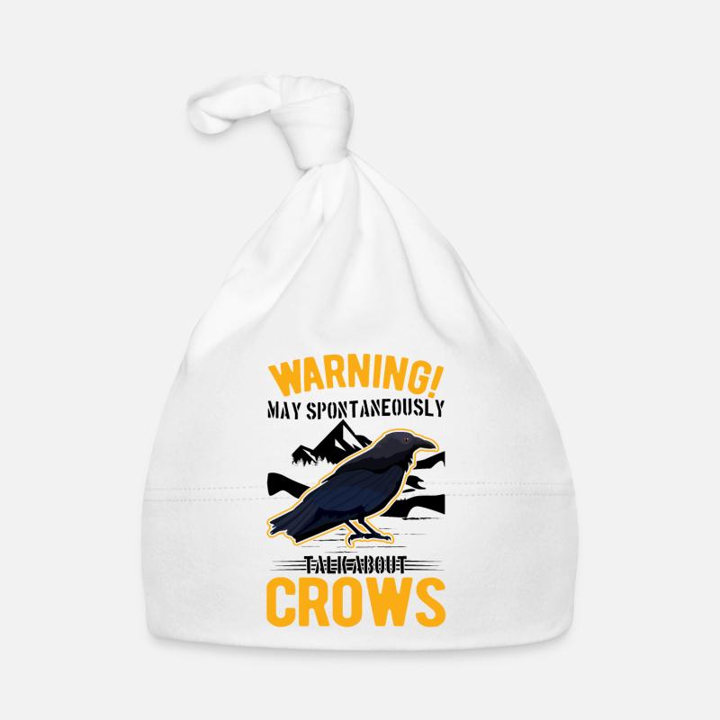 Warning Crow Gift Raven Crow - Organic Baby Cap - white