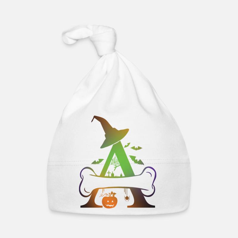 Personalized Halloween theme name initial, Organic Baby Cap