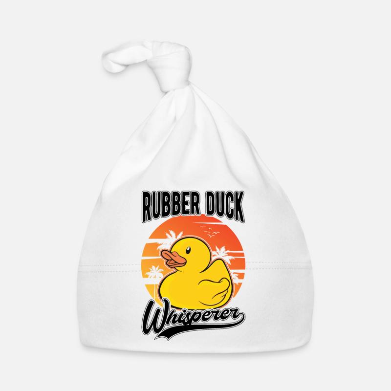 Canard en caoutchouc Whisperer Canard grinçant Canard baignant Canard - Bonnet bio Bébé - blanc