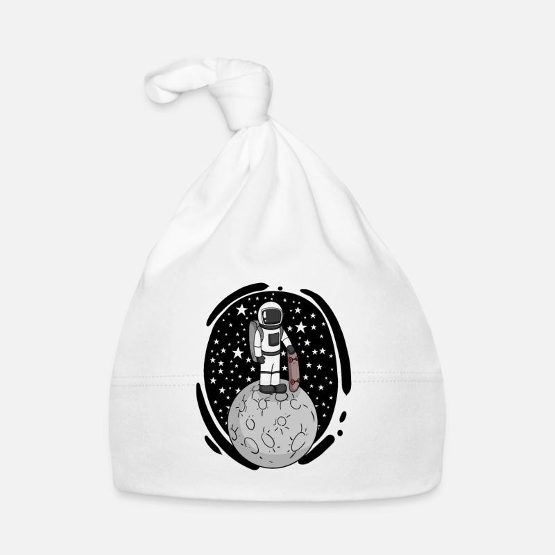 Astronaut with skateboard in space Organic Baby Cap
