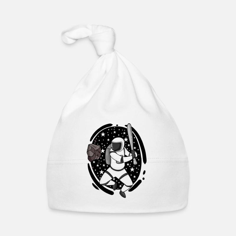 Astronaut with baseball bat in space Organic Baby Cap