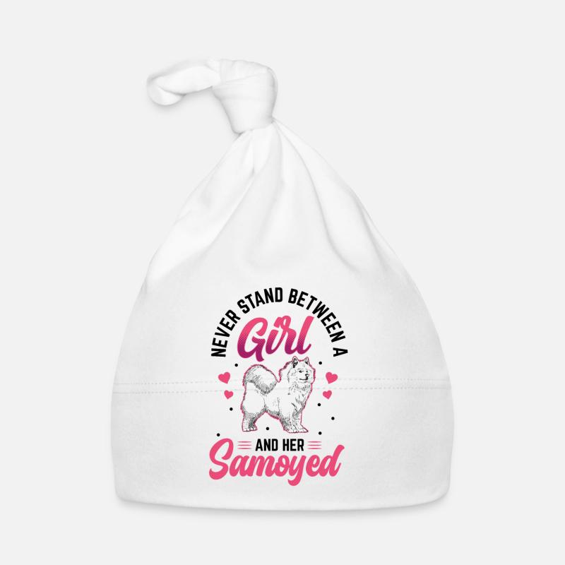 Mädchen und ihr Samojede Samojedenspitz Baby Bio-Mütze
