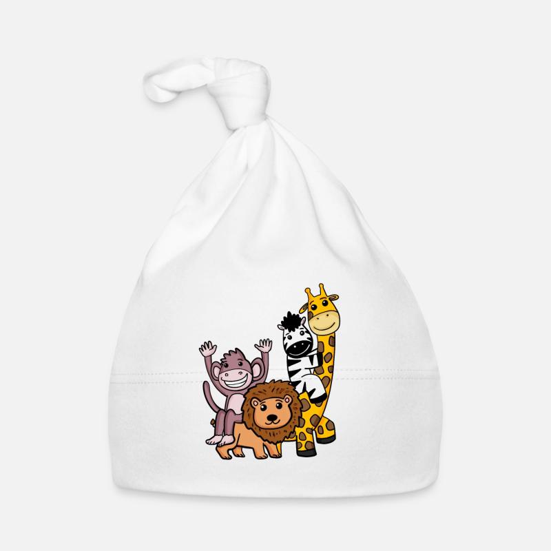 Animaux mignons - Bonnet bio Bébé - blanc