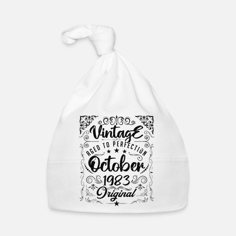 Vintage born in october 1983 - anniversary gift. - Bonnet bio Bébé - blanc