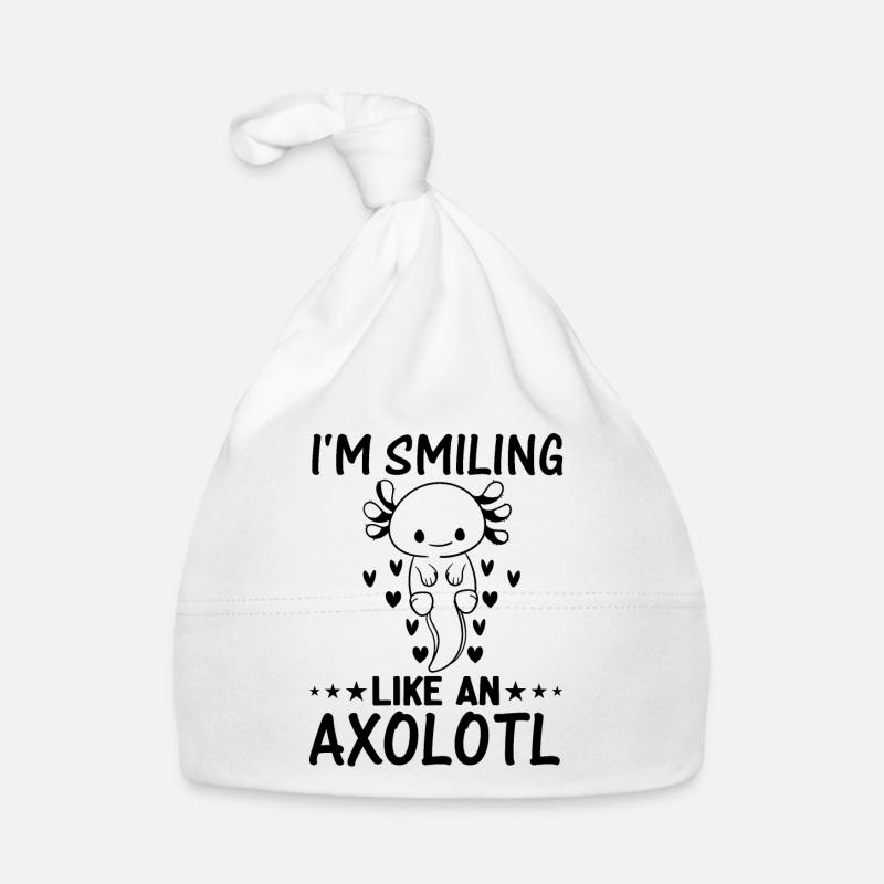 Axolotl Lover - Je souris comme un Axolotl - Bonnet bio Bébé - blanc