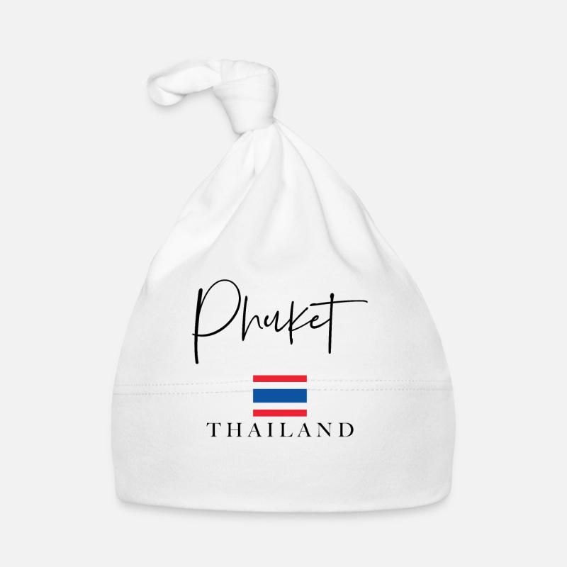 Grèce Flag Holidays - Île de Phuket - Bonnet bio Bébé - blanc