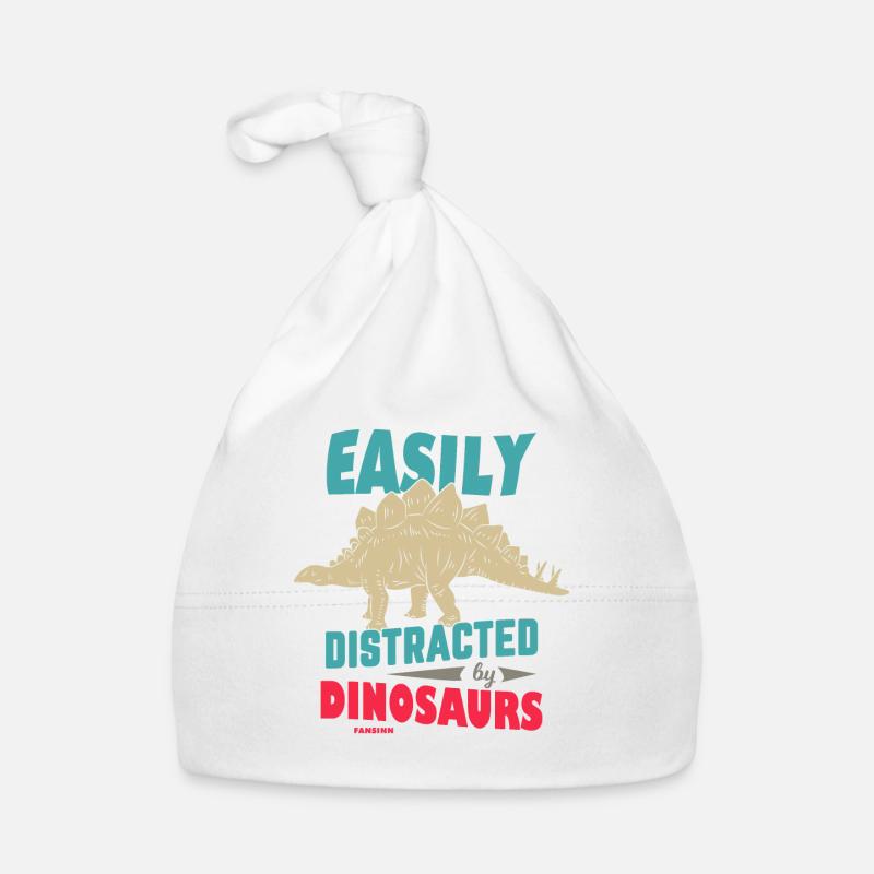 Easily Distracted By Dinosaurs - Baby Bio-Mütze - Weiß