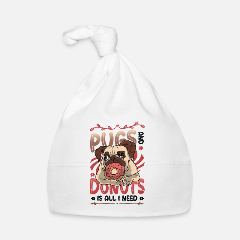 Mops, Donut, Lover. Baby Bio-Mütze