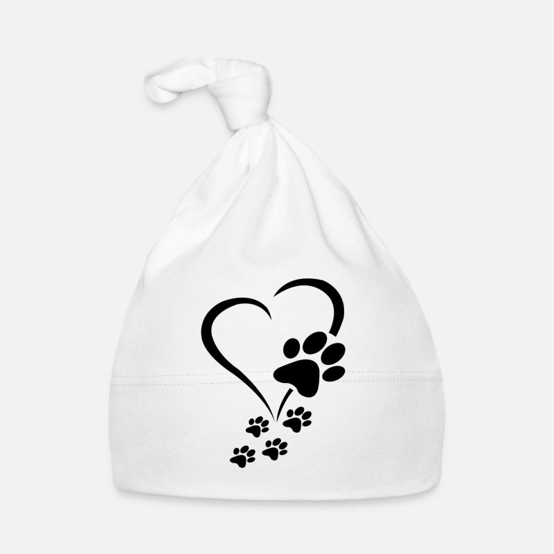Patte de chien Cœur de bébé chiens - Pattes de chien Cœurs Patte de chien - Bonnet bio Bébé - blanc