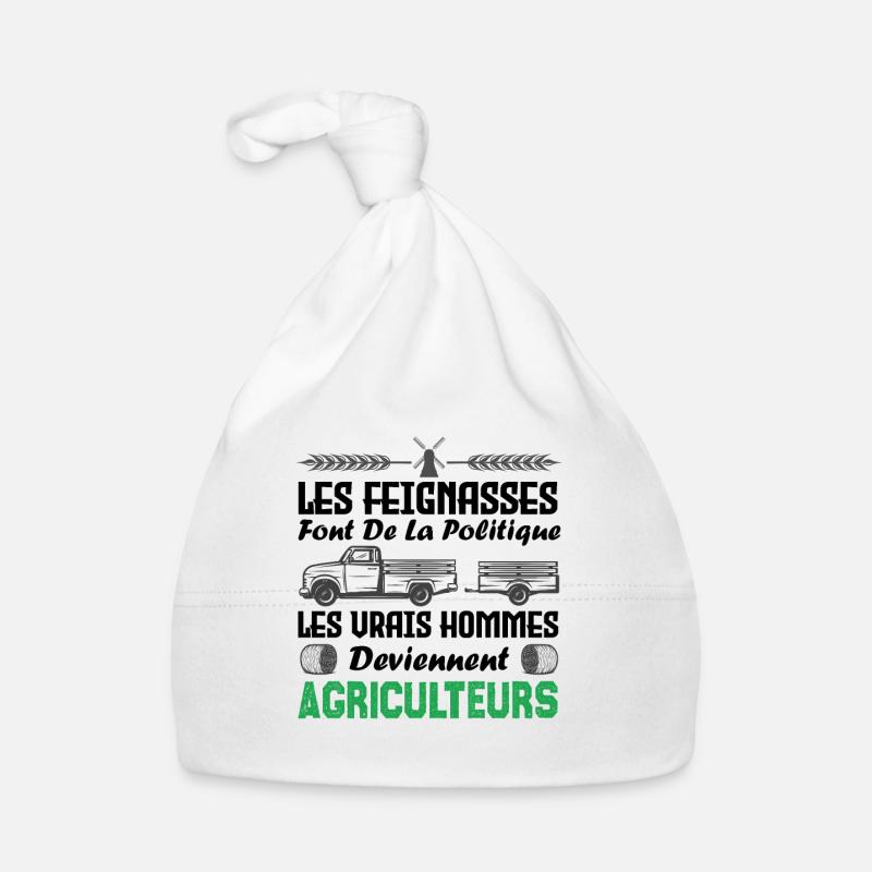 Les vrais hommes deviennent agriculteurs - Bonnet bio Bébé - blanc