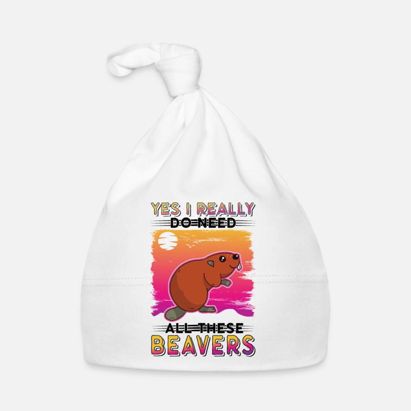 Biber Biberdamm Geschenk Beaver - Baby Bio-Mütze - Weiß
