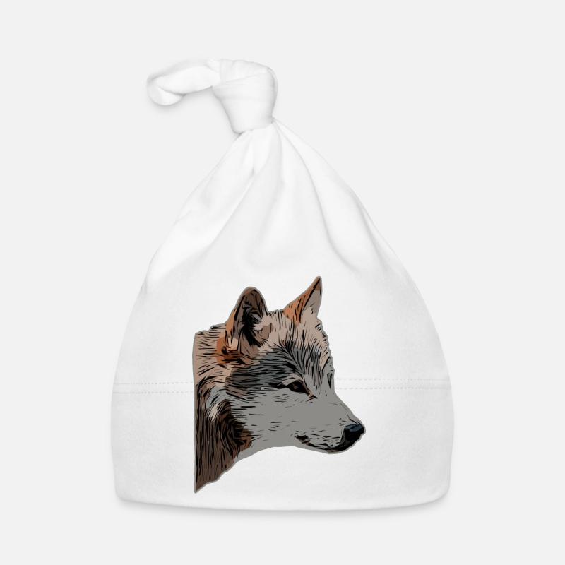 Wolf's head wild animal motif print with wolf Organic Baby Cap