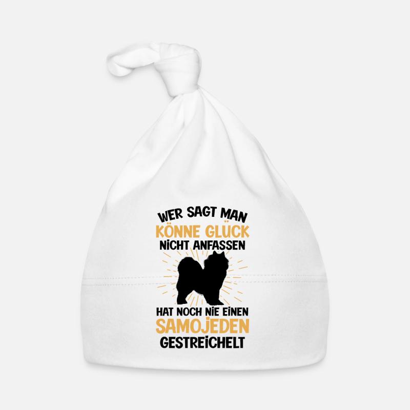 Samojede Glück anfassen Samojedenspitz Baby Bio-Mütze