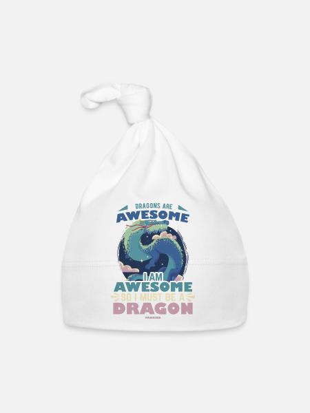 Dragons Are Awesome I Am Awesome So I Must Be A Dr - Organic Baby Cap - white - Front