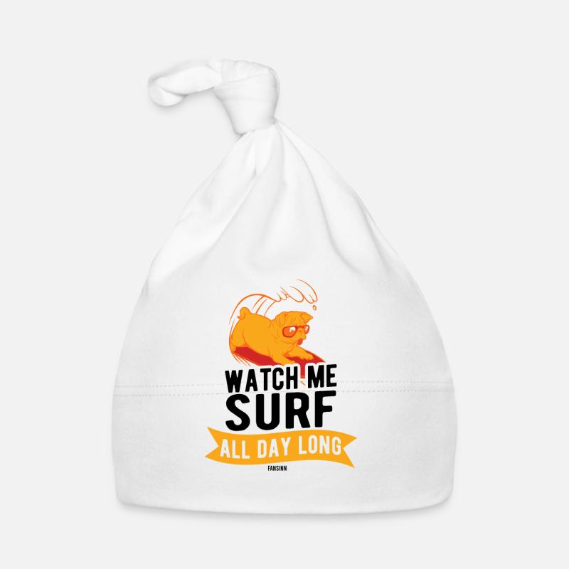 Dog surfs the wave Organic Baby Cap