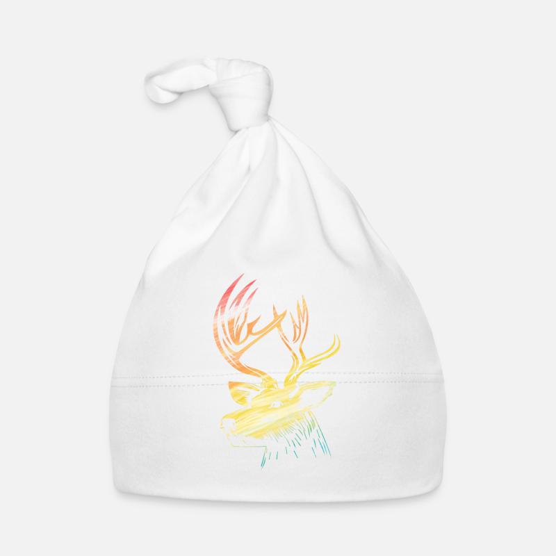 Deer Head Deer Head Rainbow Colorful Organic Baby Cap