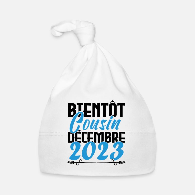 Annonce grossesse. bientôt Cousin Décembre 2023. Bonnet bio Bébé