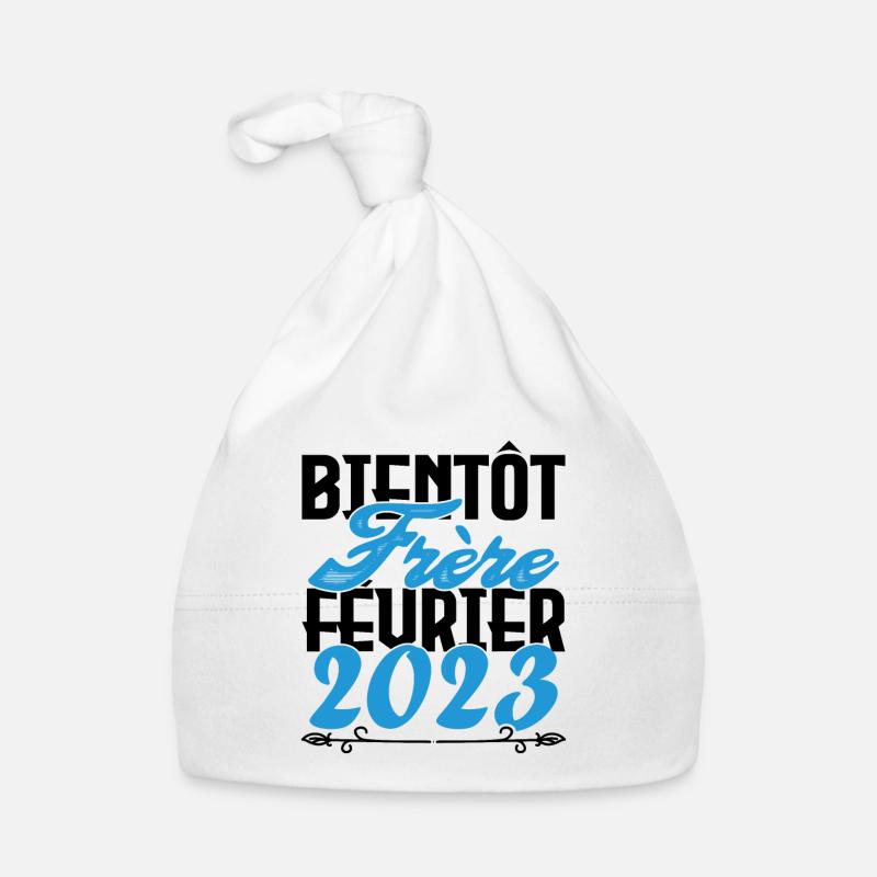 Annonce grossesse. bientôt Frère Février 2023. Bonnet bio Bébé