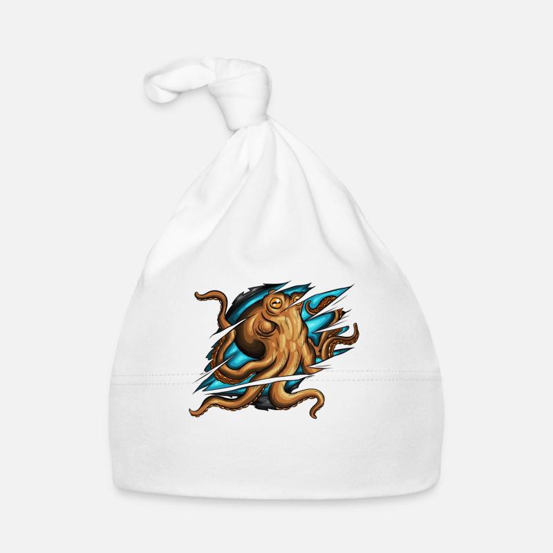 Displaced scratch octopus squid costume Organic Baby Cap