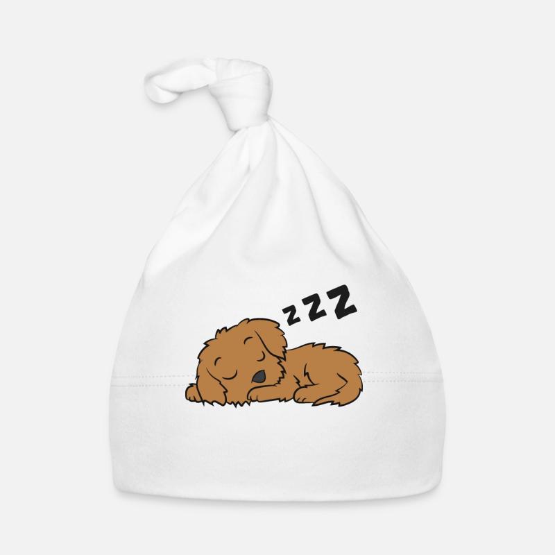 Cockapoo Hund Pyjama Lustig Schlafender Cockapoo - Baby Bio-Mütze - Weiß
