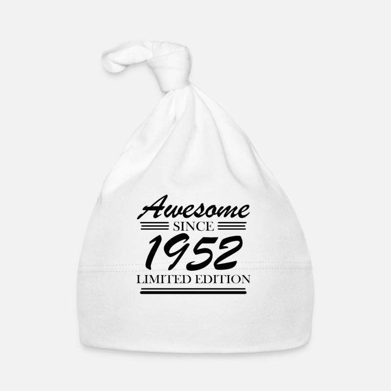 1952 - né en 1952 - année de naissance 1952 - Bonnet bio Bébé - blanc