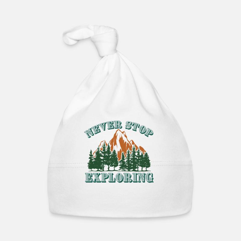 Never stop exploring mountains hiking Organic Baby Cap