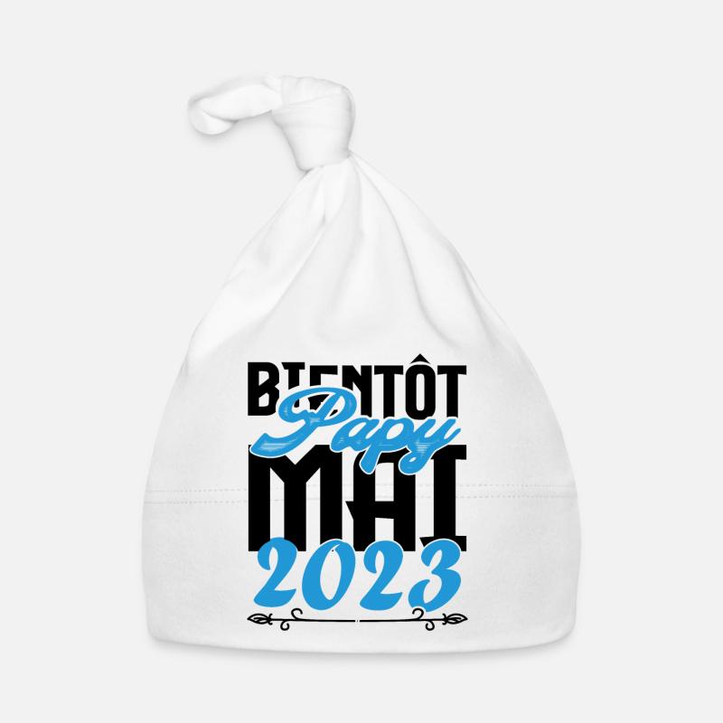 Cadeau Annonce grossesse bientôt Papy Mai 2023. Bonnet bio Bébé