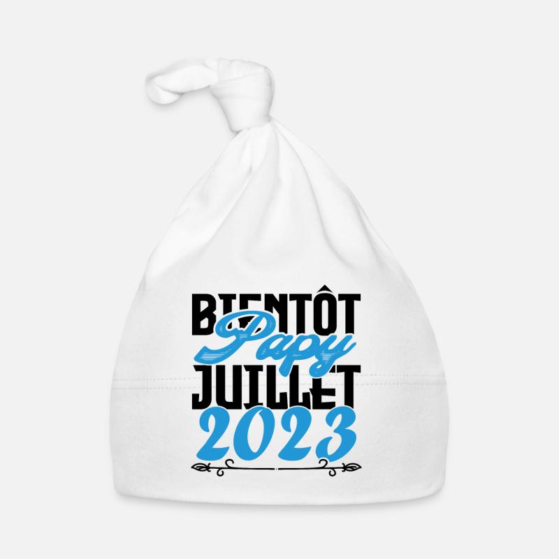 Cadeau Annonce grossesse bientôt Papy Juillet 2023 Bonnet bio Bébé