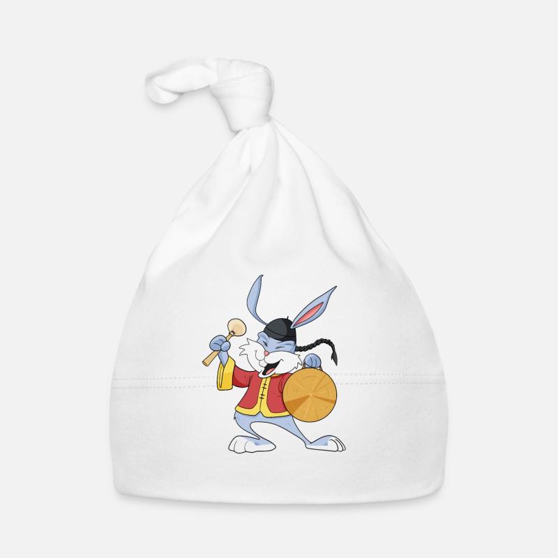 Joyeux Nouvel An chinois 2023 I Année du Lapin - Bonnet bio Bébé - blanc