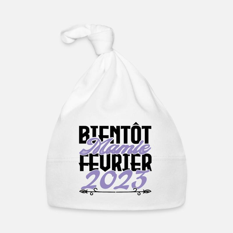 Annonce grossesse. bientôt Mamie Février 2023. Bonnet bio Bébé