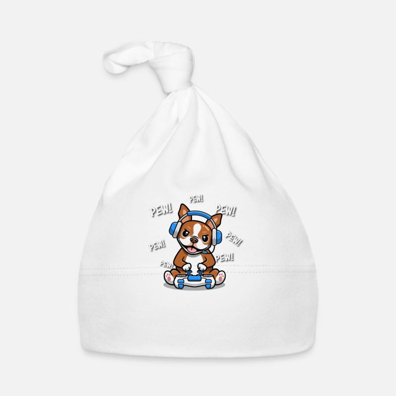 Roter Boston Terrier Baby Bio-Mütze