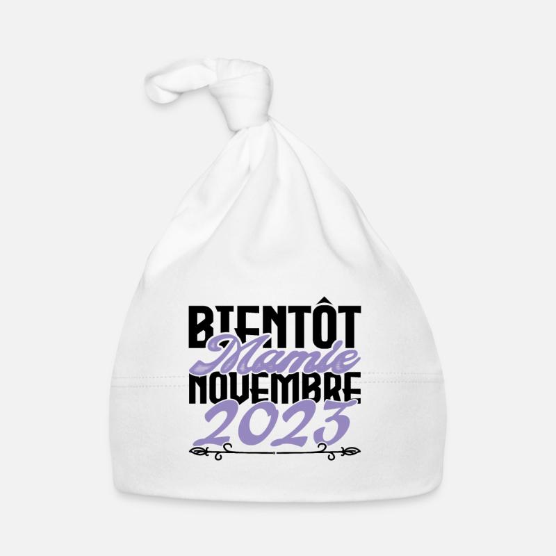 Annonce grossesse. bientôt Mamie Novembre 2023. Bonnet bio Bébé