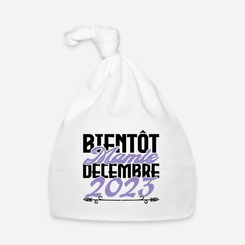 Annonce grossesse. bientôt Mamie Décembre 2023. Bonnet bio Bébé