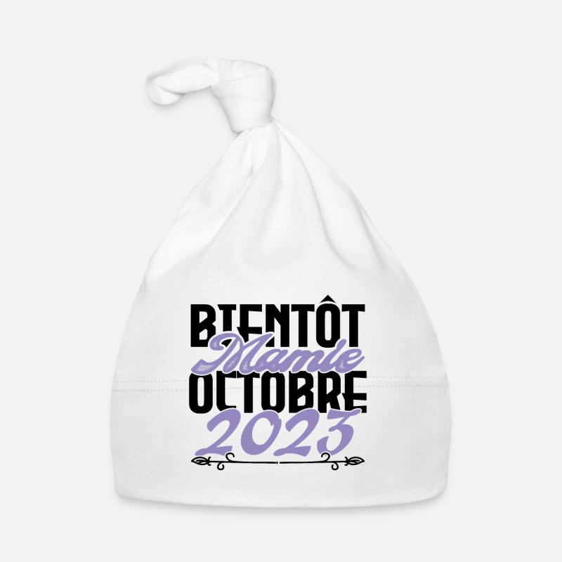 Annonce grossesse. bientôt Mamie Octobre 2023. Bonnet bio Bébé