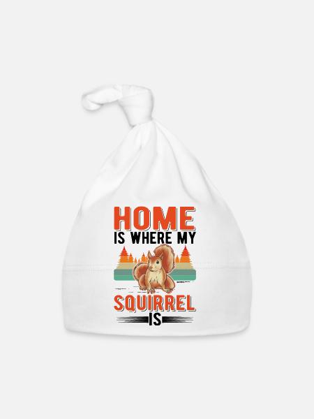 Home is where my squirrel is - Organic Baby Cap - white - Front