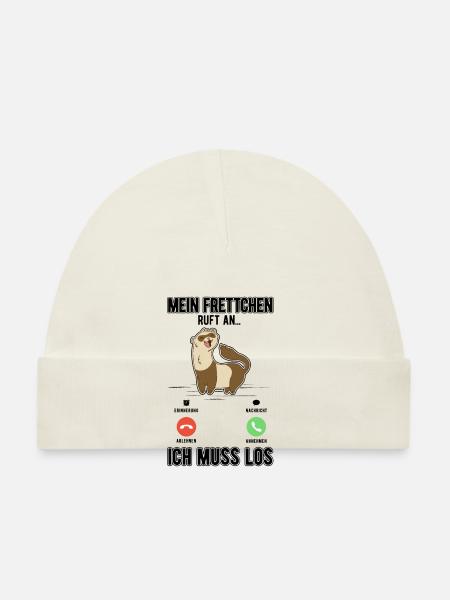 My ferret is calling I have to go - Organic Baby Cap - white - Front