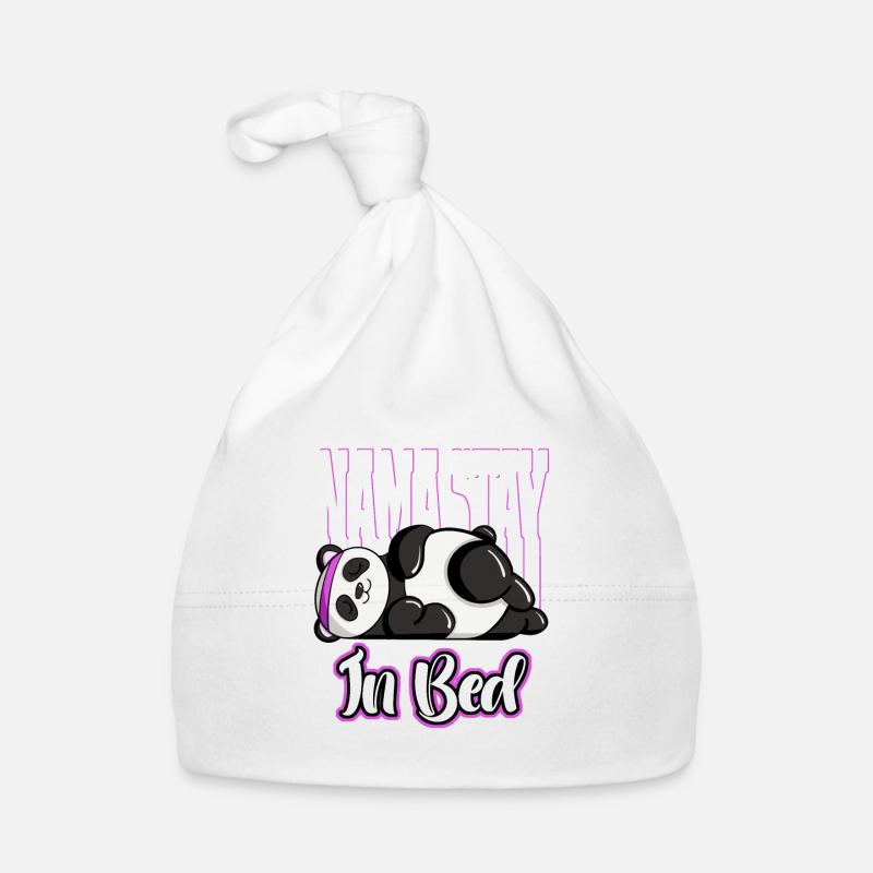 Tired Namaste in Bed Panda Lazy Artwork Baby Bio-Mütze