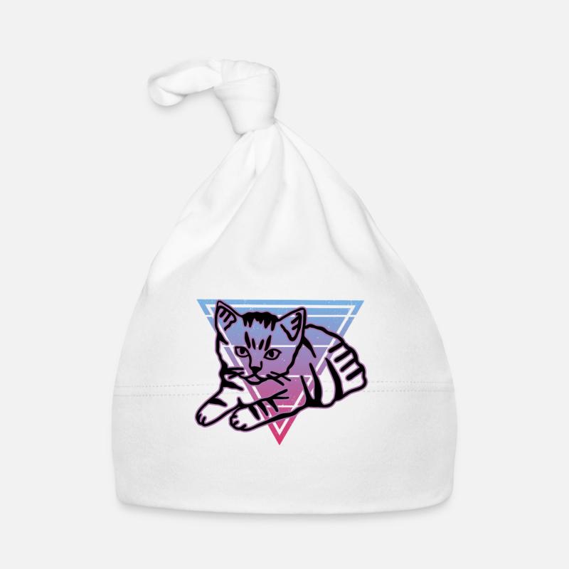 Retro Cat Graphic Cat for Cat Owners Organic Baby Cap
