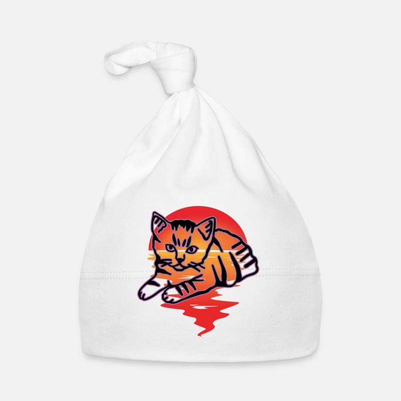 Chat graphique Retro Cat pour les propriétaires de chats Bonnet bio Bébé
