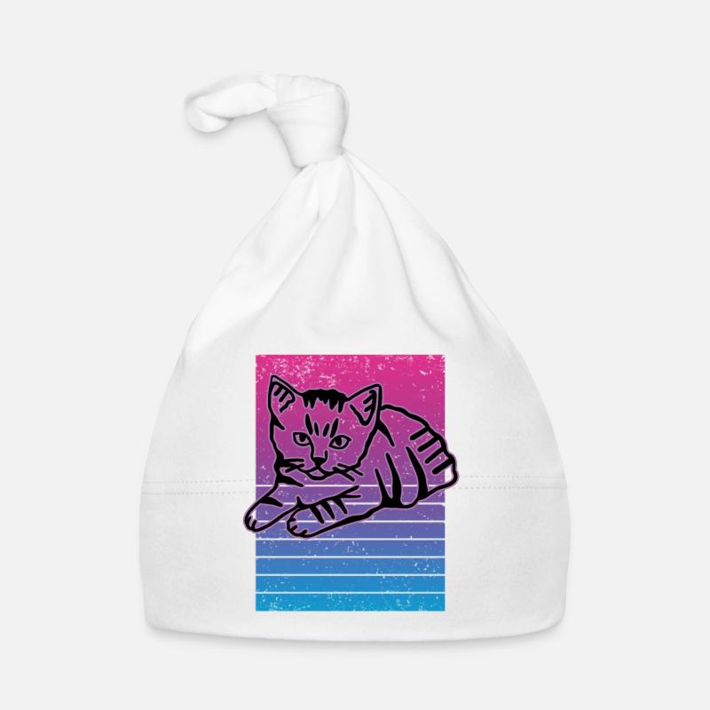 Chat graphique Retro Cat pour les propriétaires de chats Bonnet bio Bébé