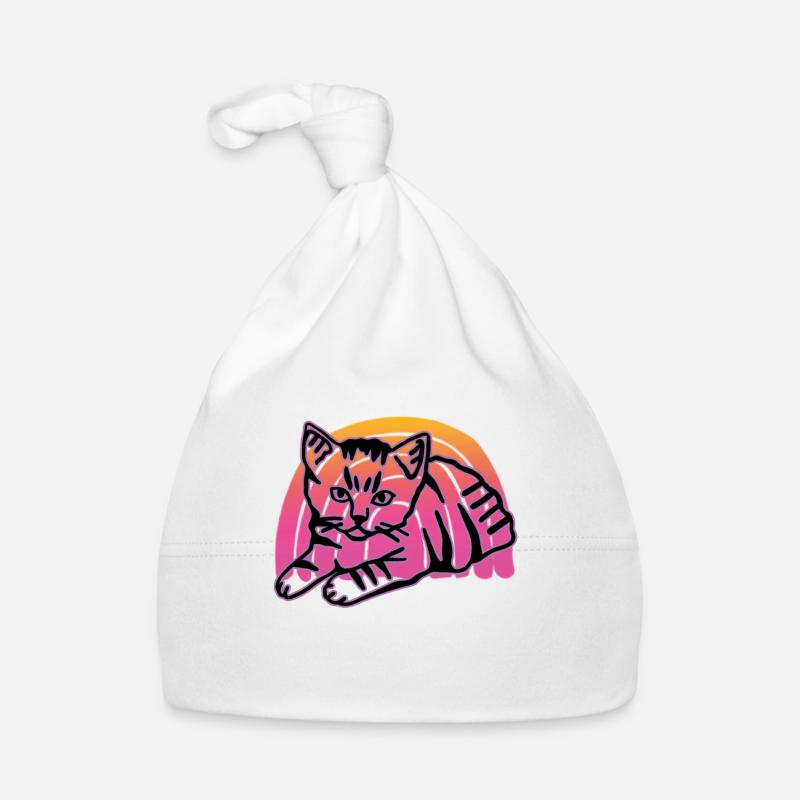 Retro Cat Graphic Cat for Cat Owners Organic Baby Cap
