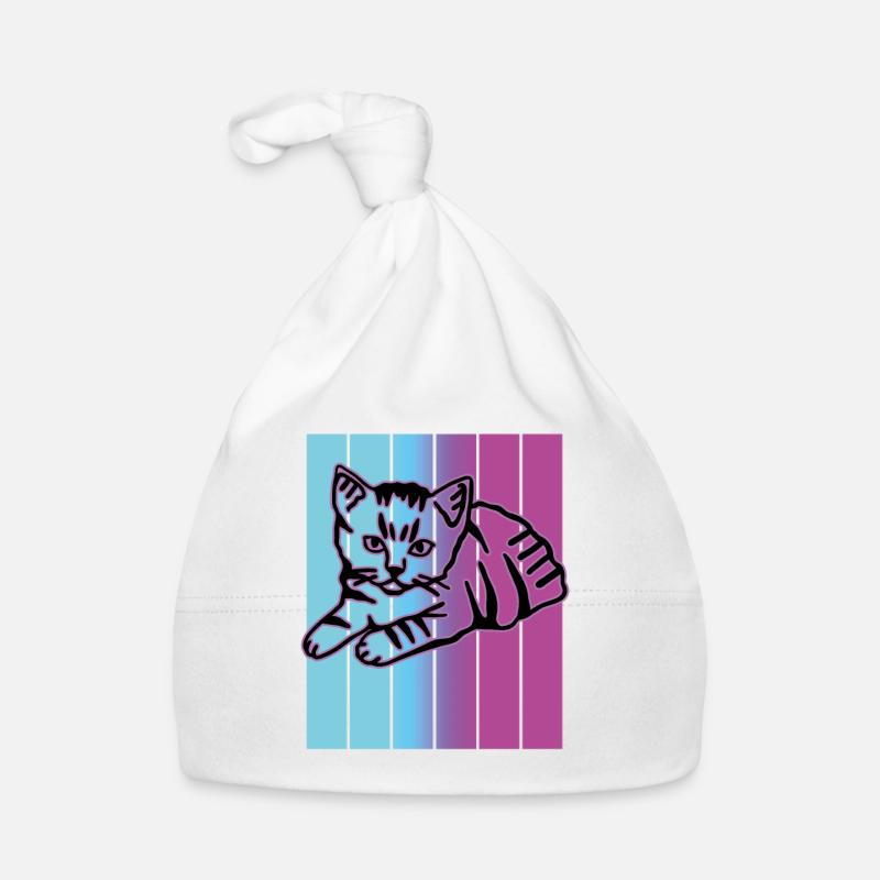 Retro Cat Graphic Cat for Cat Owners Organic Baby Cap