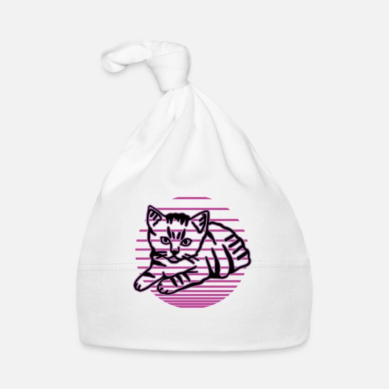 Retro Cat Graphic Cat for Cat Owners Organic Baby Cap