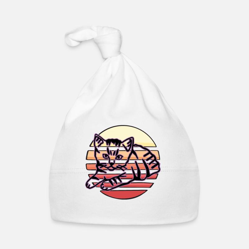 Retro Cat Graphic Cat for Cat Owners Organic Baby Cap