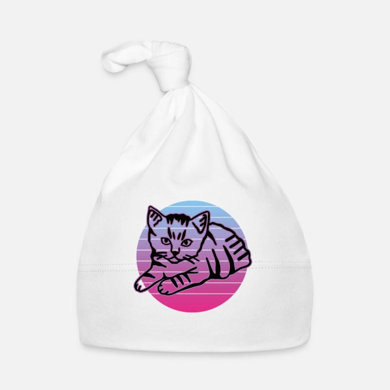 Retro Cat Graphic Cat for Cat Owners Organic Baby Cap