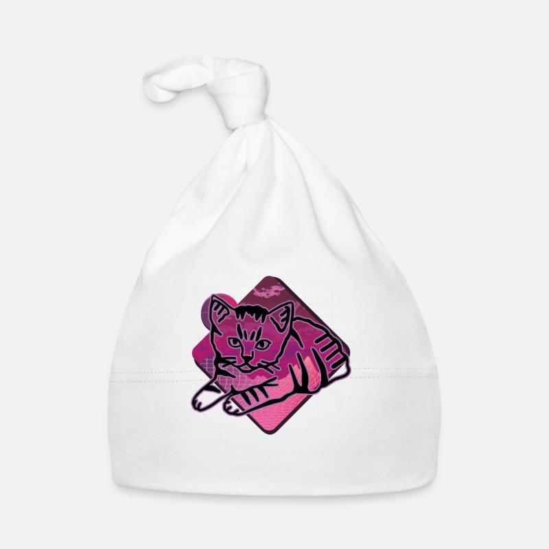 Retro Cat Graphic Cat for Cat Owners Organic Baby Cap