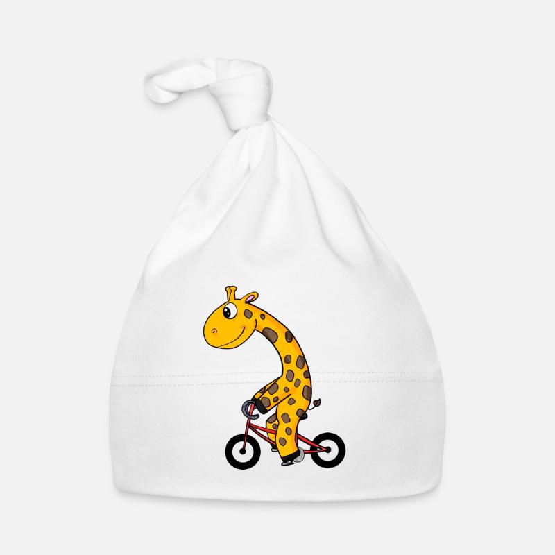 Giraffe rides a bike Organic Baby Cap