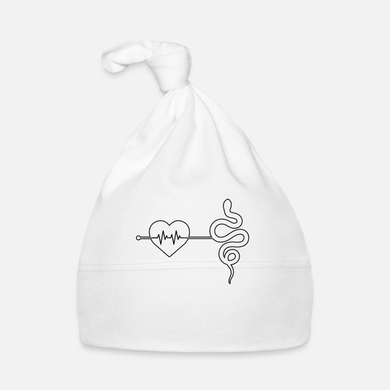 Battement de cœur de serpent - Bonnet bio Bébé - blanc