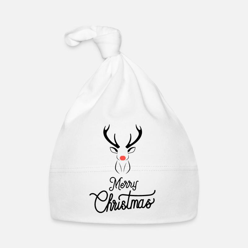 Christmas reindeer with red nose Organic Baby Cap